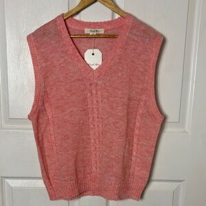 NEW NWT Simple Retro wool mohair blend pink sweater vest size Medium preppy